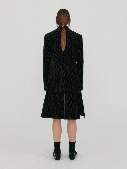 Eenk Zakit Single-Breasted Blazer with Brooch - Black Velvet