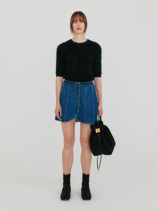 [EENK] Ziggie Short Sleeve Knit Top - Black
