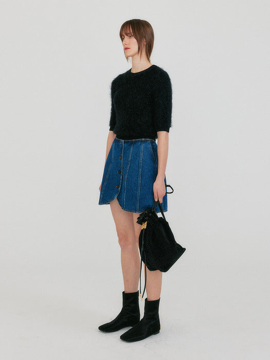 [EENK] Ziggie Short Sleeve Knit Top - Black