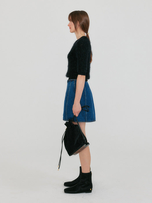 [EENK] Ziggie Short Sleeve Knit Top - Black