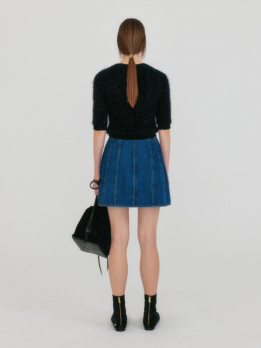 [EENK] Ziggie Short Sleeve Knit Top - Black