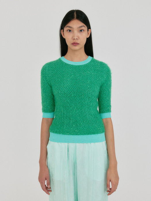 Eenk Ziggie Short Sleeve Knit Top - Green