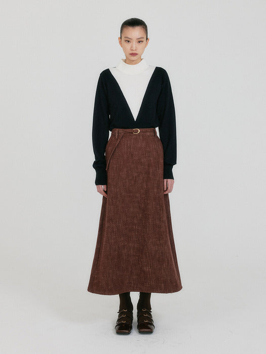 Eenk Zoe V-Point Mockneck Knit Pullover - Black/Ivory
