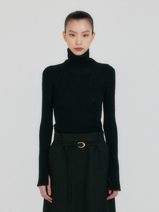 Eenk Ziah High Neck Knit Top - Black