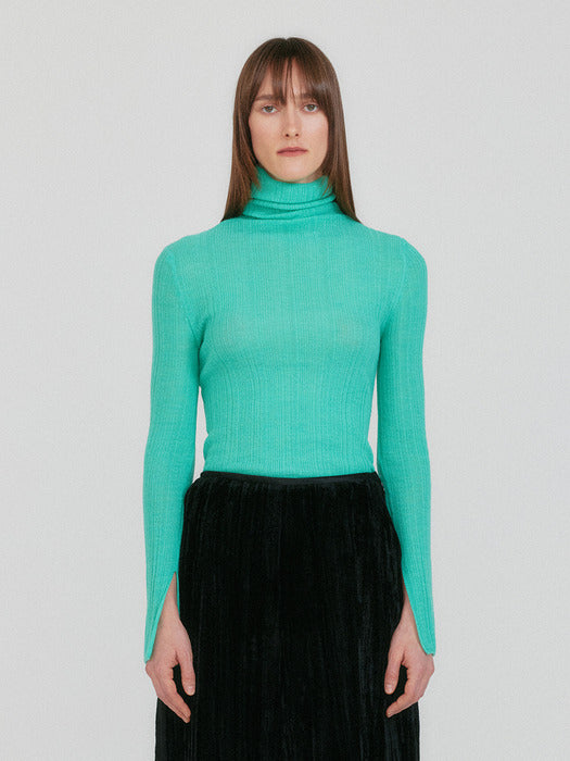Eenk Ziah High Neck Knit Top - Mint
