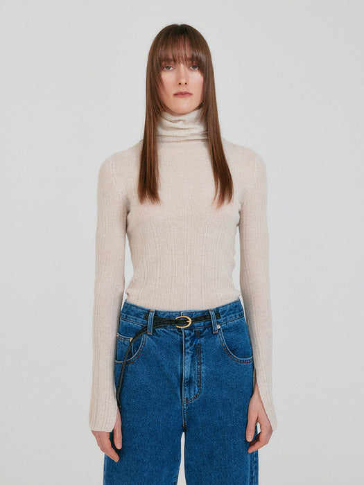 Eenk Ziah High Neck Knit Top - Ivory