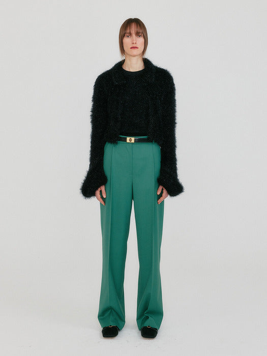 Eenk Ziggy Textured Collar Knit Cardigan - Black