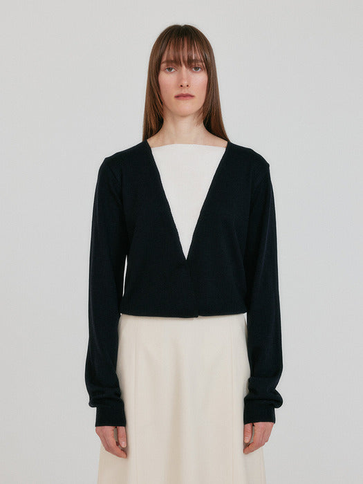 Eenk Zoem V-Neck Knit Cardigan - Black/Ivory