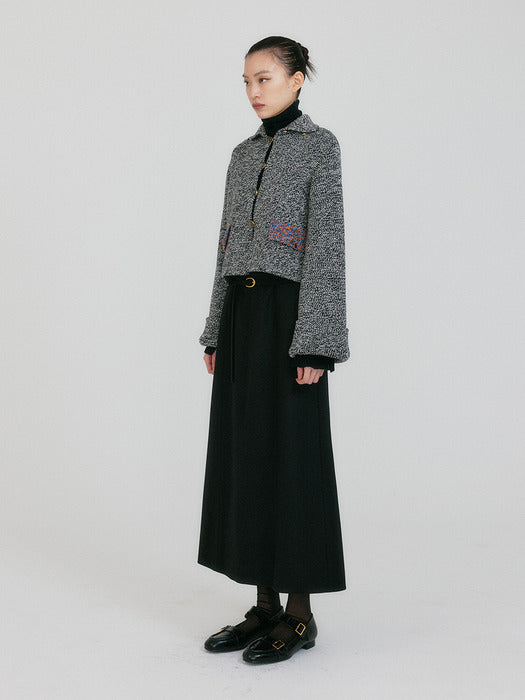 Eenk Zazzi Collared Knit Cardigan - Black/White