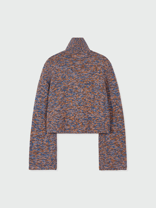 Eenk Zazzi Collared Knit Cardigan - Orange/Blue Multi