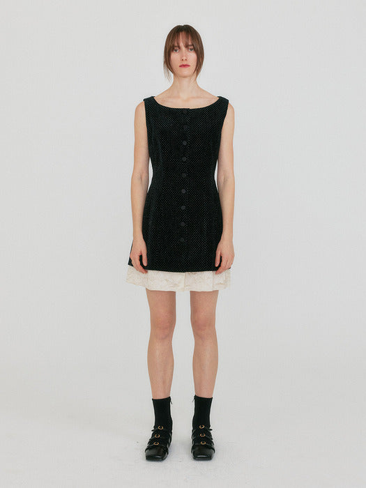 Eenk Zulia Sleeveless Buttoned Hourglass Dress - Black Velvet