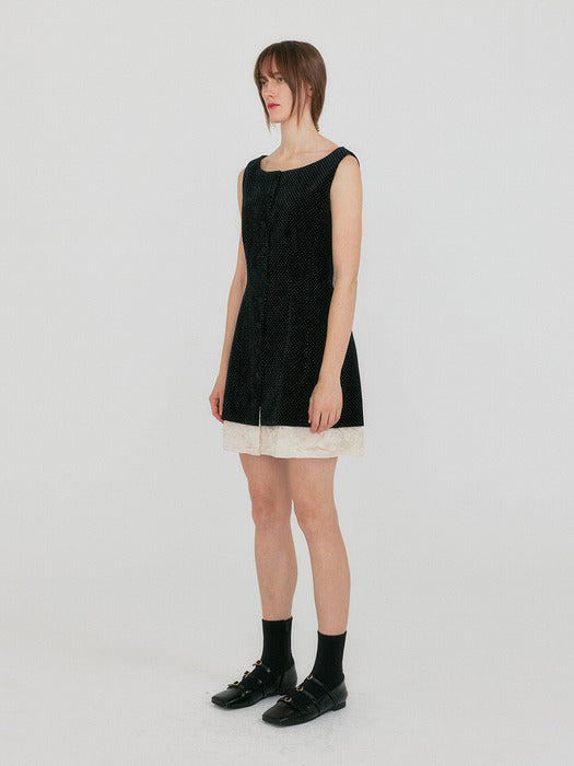 Eenk Zulia Sleeveless Buttoned Hourglass Dress - Black Velvet