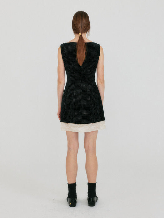 Eenk Zulia Sleeveless Buttoned Hourglass Dress - Black Velvet
