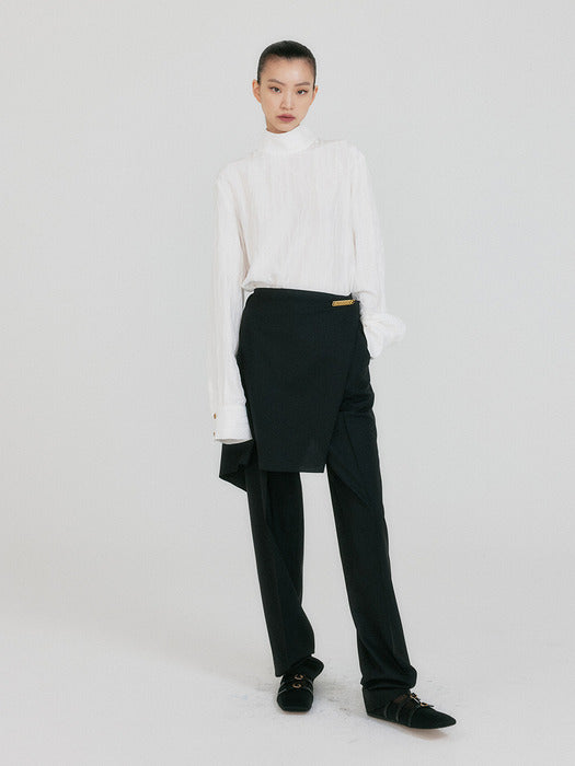 Eenk Zedia Scarf Layered Pants - Black