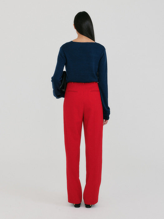 Eenk Zoem V-Neck Knit Cardigan - Navy/Red