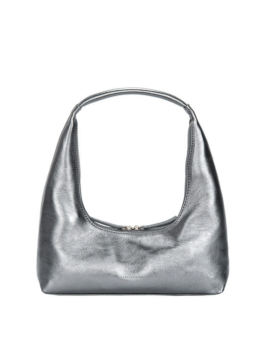 HOBO SHOULDER_metallic grey foiled plain