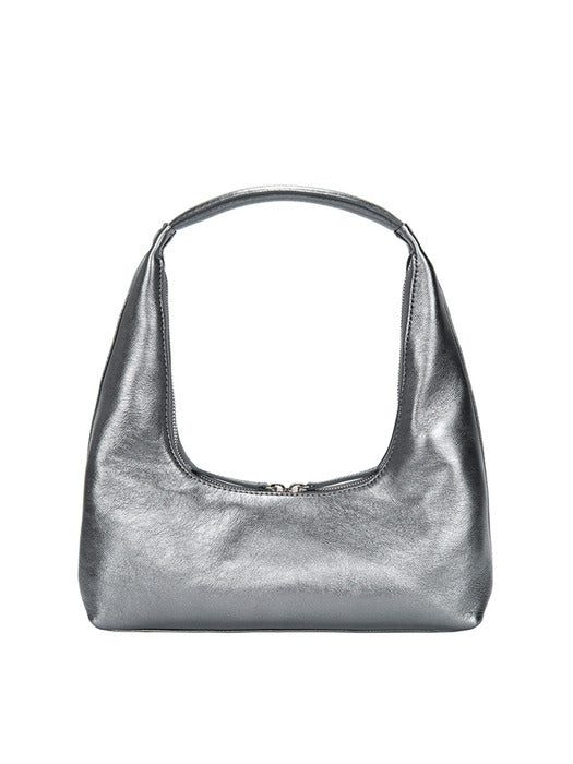 HOBO SHOULDER_metallic grey foiled plain
