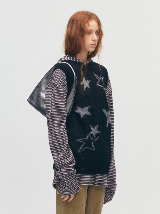 HOBO SHOULDER_metallic grey foiled plain