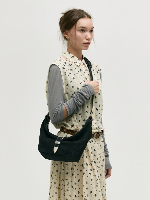 Margesherwood Belted Hobo Medium black nubuck