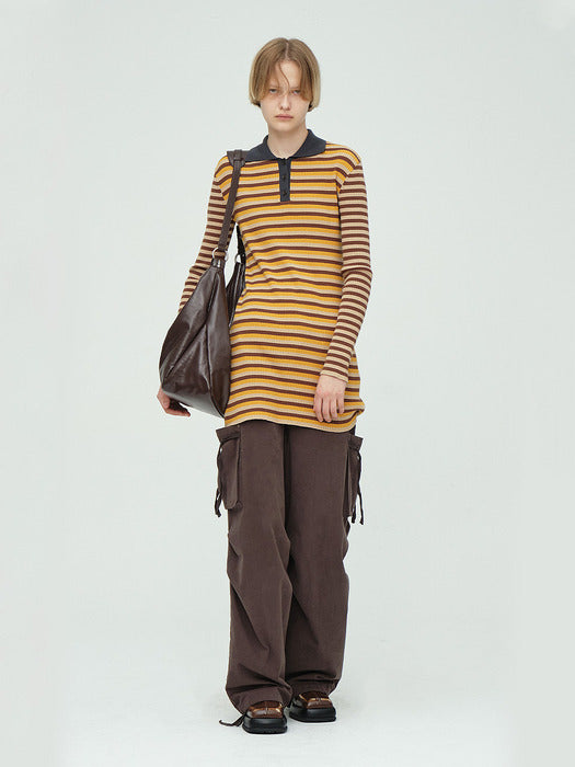 BELTED HOBO_dark brown glossy plain