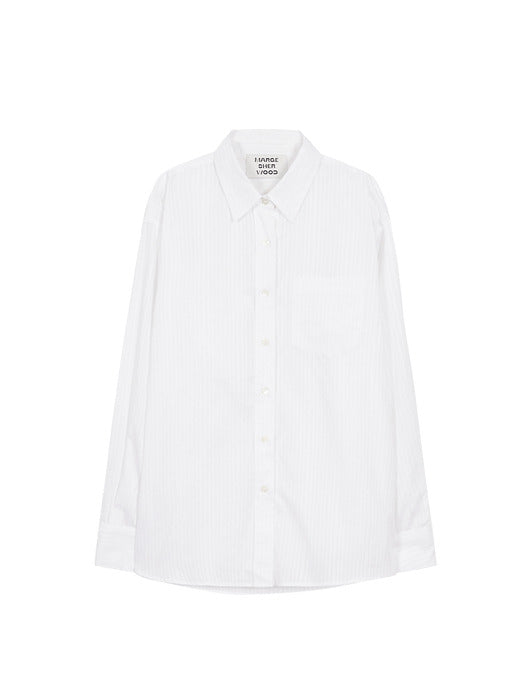 Margesherwood Cotton Stripe Long Sleeve Shirt white stripe