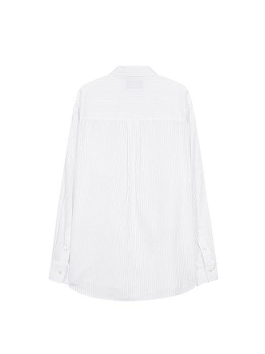 Margesherwood Cotton Stripe Long Sleeve Shirt white stripe