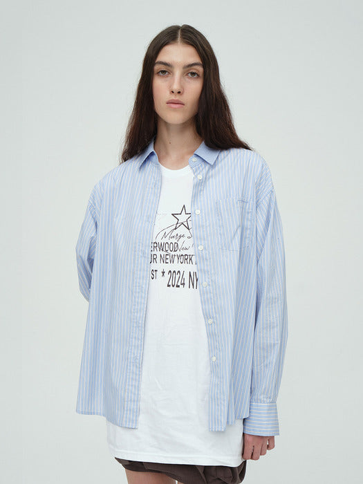 COTTON STRIPE MIXED SHIRT_blue stripe