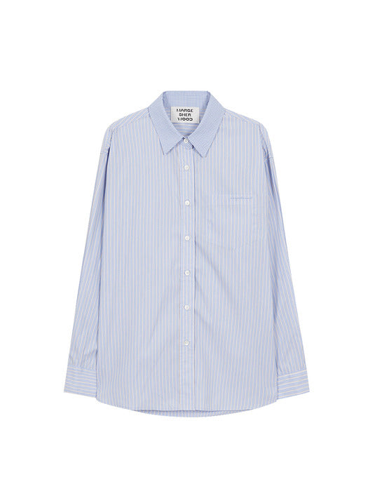 COTTON STRIPE MIXED SHIRT_blue stripe