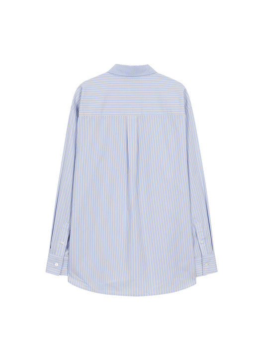 COTTON STRIPE MIXED SHIRT_blue stripe