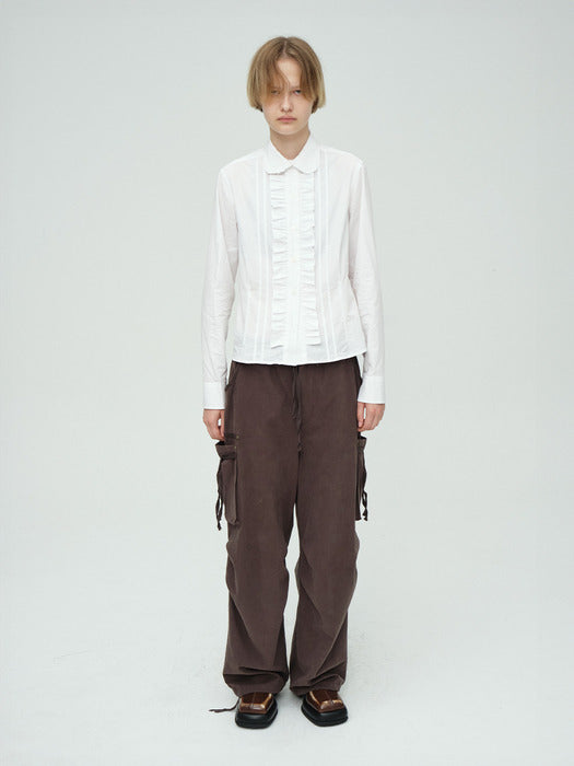Margesherwood Frill Slim Lined Shirt white