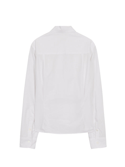 FRILL SLIM LINED SHIRT_white