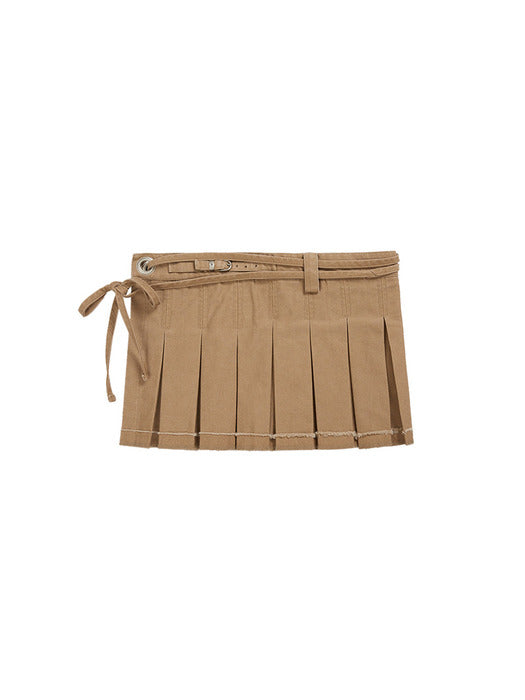LAYERED PLEATED SKIRT_beige