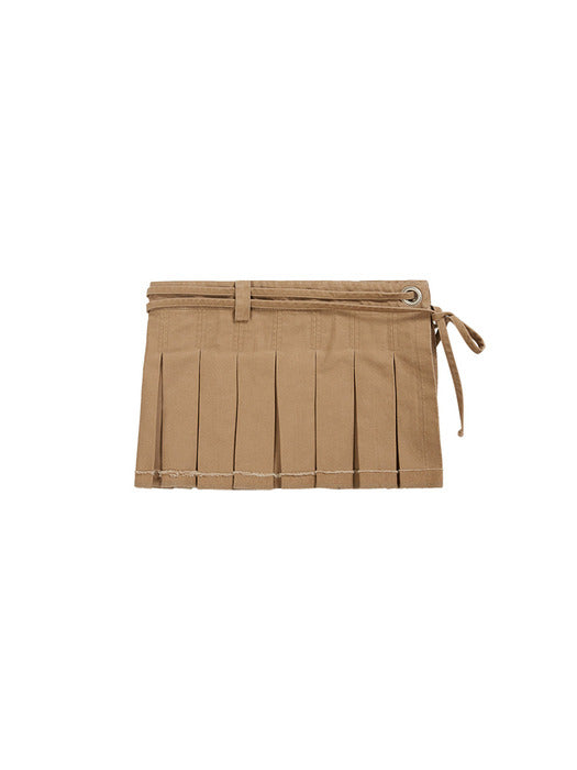LAYERED PLEATED SKIRT_beige