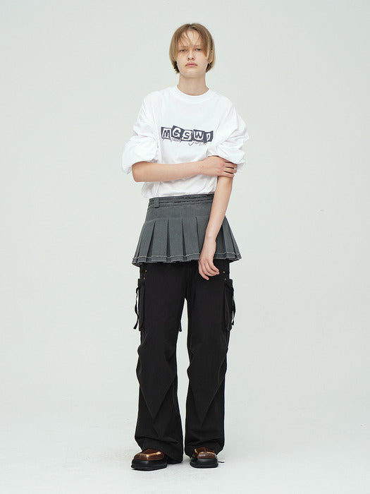 LAYERED PLEATED SKIRT_dark grey
