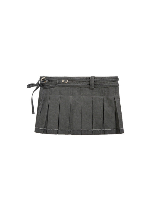 LAYERED PLEATED SKIRT_dark grey