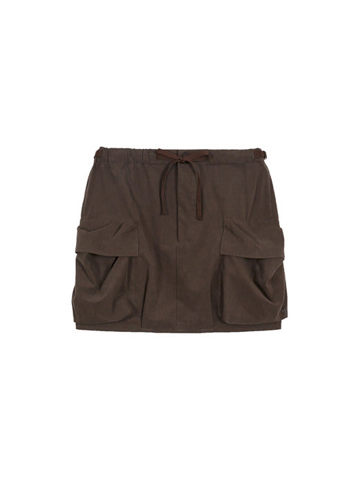 Margesherwood Draw String Cargo Mini Skirt brown