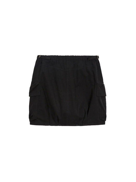 DRAW STRING CARGO MINI SKIRT_black