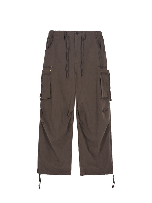 DRAW STRING CARGO PANTS_brown