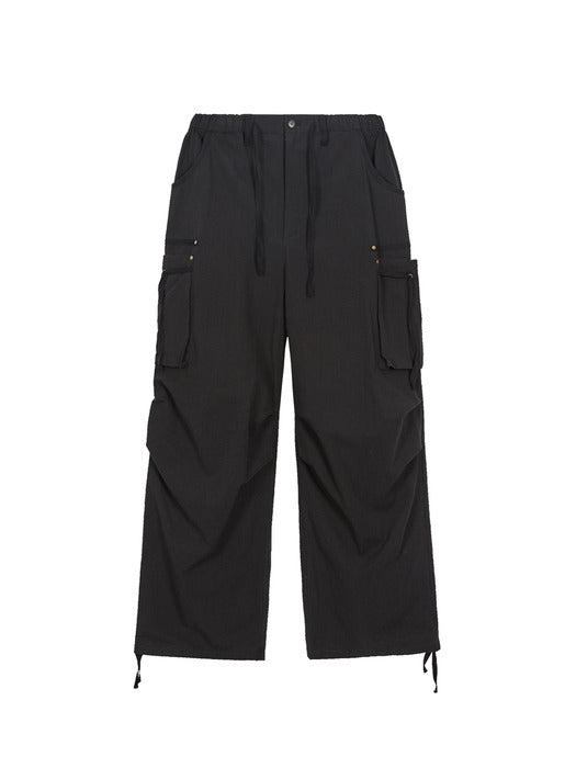 DRAW STRING CARGO PANTS_black
