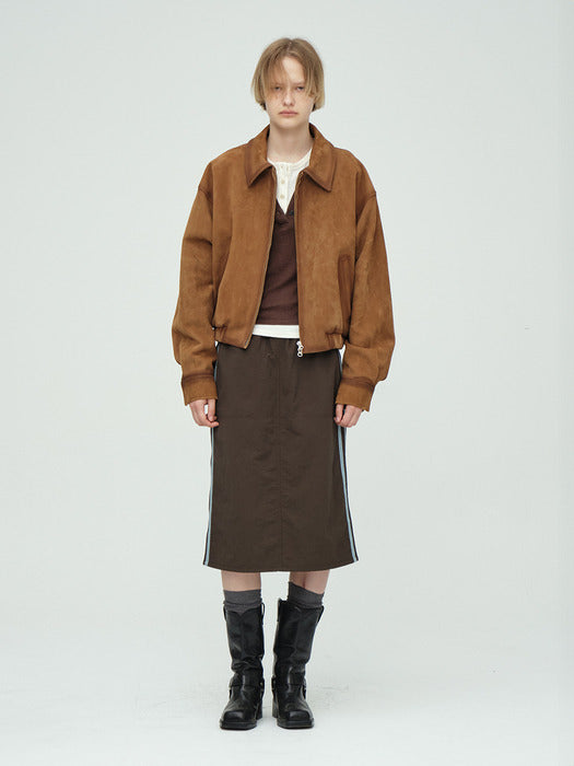 SUEDE BRUSHED BLOUSON JACKET_camel