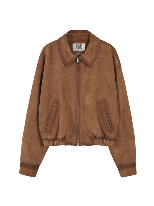 SUEDE BRUSHED BLOUSON JACKET_camel