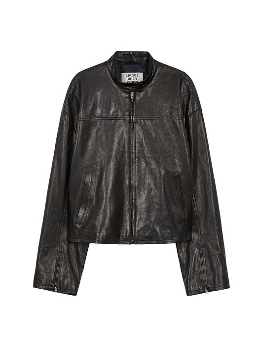 LEATHER BIKER JACKET_black
