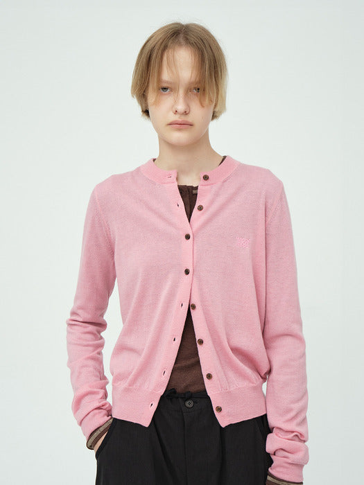 CREW NECK CARDIGAN_pink