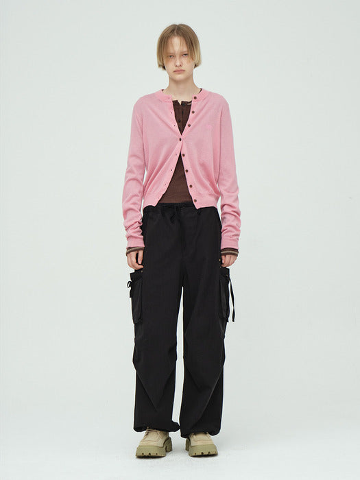 CREW NECK CARDIGAN_pink