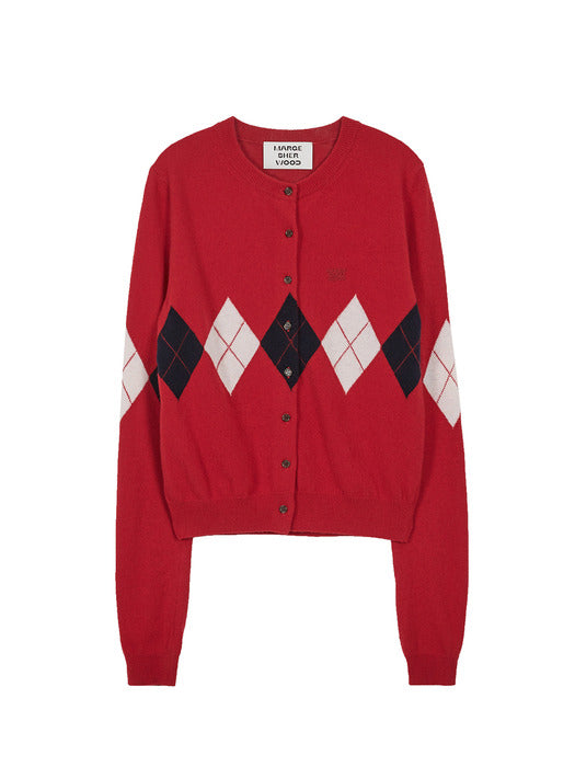 ARGYLE CARDIGAN_red