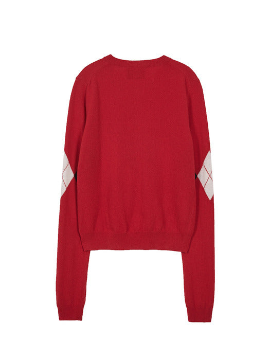 ARGYLE CARDIGAN_red