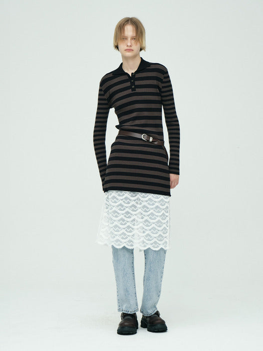 PK STRIPE MINI DRESS_khaki/black