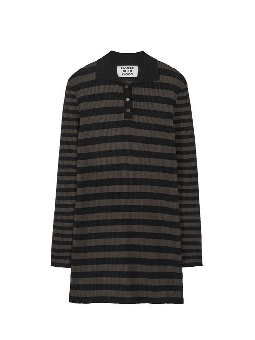 Margesherwood PK Stripe Mini Dress khaki/black