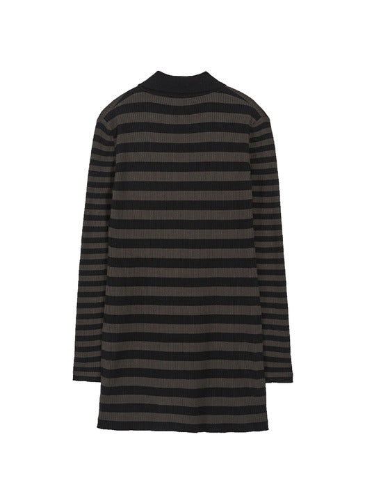 PK STRIPE MINI DRESS_khaki/black