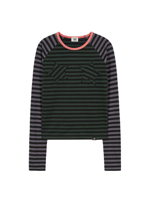 STAR STRIPE RAGLAN LONG SLEEVE_khaki